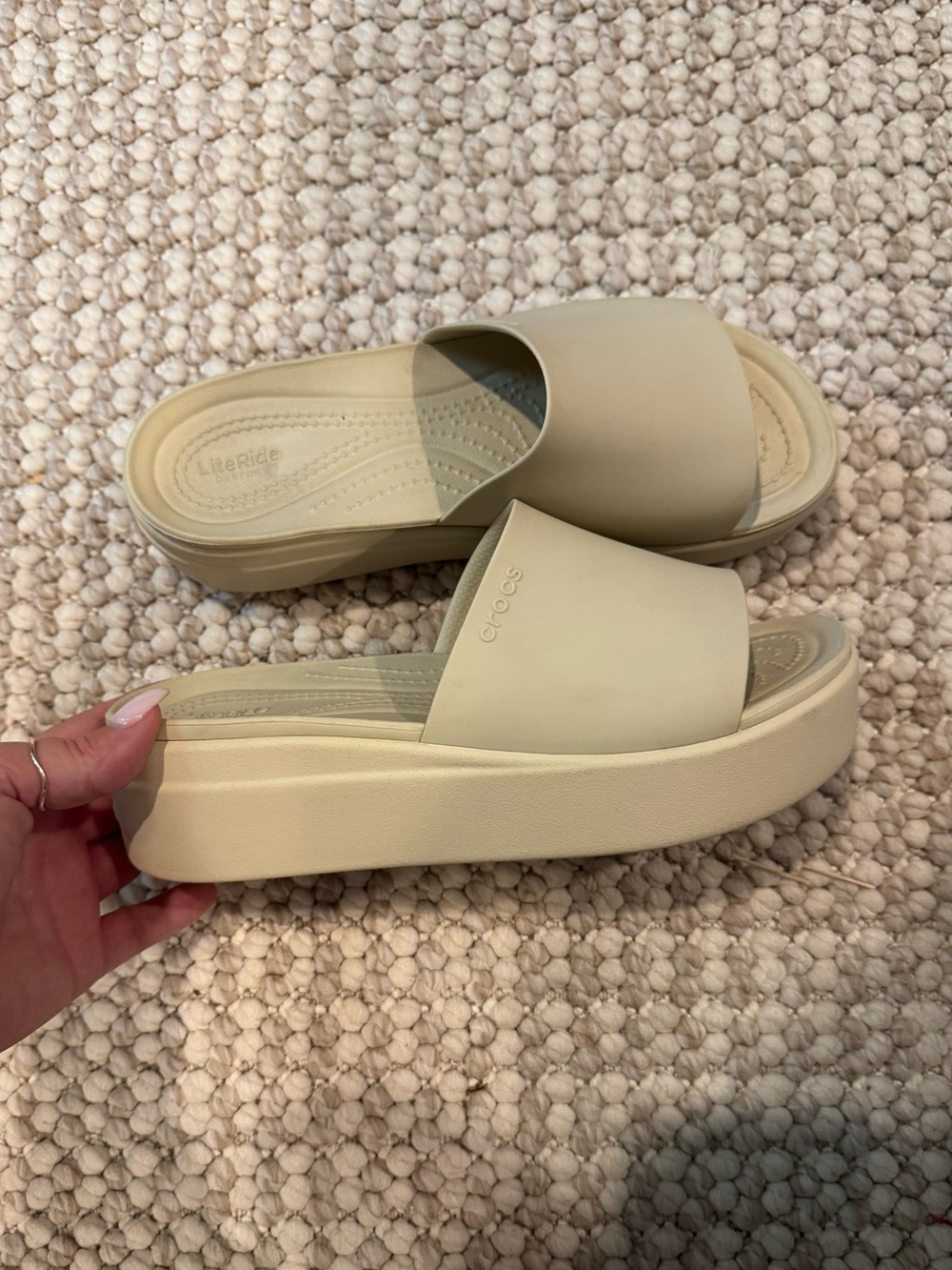 Crocs Brooklyn Platform Slide Sandals in bone
